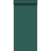 ESTAhome behang hexagon petrolgroen - 53 cm x 10.05 m - 148752