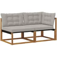 vidaXL 2 st Outdoor Midden- en Hoekbank Massief Acacia Hout Naturel