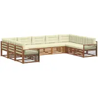 vidaXL Buiten bank set 9 st Natuurlijk en Crème Massief Acacia Hout