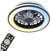 Briloner Venturo - Plafondventilator met verlichting - LED plafondlamp met ventilator - dimbaar - 5 snelheden - zomer- en wintermodus - CCT - Ø38 cm - zwart