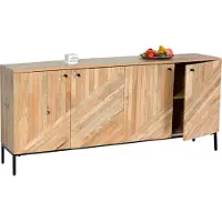 Mendler Dressoir -L95, ladekast dressoir, massief hout mango 79x176x42cm MVG-gecertificeerd, naturel