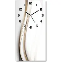 Tulup Wandklok - Golfabstractie Klok Glas Met Opdruk - 30x60 cm - Beige Moderne Wandklok Glas - Zwarte handen - Rechthoekige Klok - Decoratieve Glazen Klok - Glazen Wandklok Design