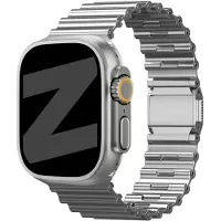 Bandz Premium Steel Strap Ocean - horlogebandje geschikt voor Apple Watch 1/2/3/4/5/6/7/8/9/10/11/SE/Ultra (2) (44/45/46/49mm) - titanium