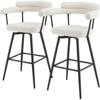 ML-Design Set van 2 barkrukken 360° draaibaar Beige 61x103x55 cm met armleuning, rugleuning en voetensteun tot 120 kg ML design