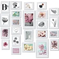 Bomoe Blossom – Fotolijst Collage – Set van 24 Fotolijstje 10x 10,5x15cm / 8x 13x18cm / 4x 15x20cm / 2x 20x30 – Kunststof Wit