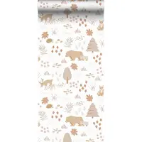 ESTAhome behang bos met bosdieren wit en beige - 53 cm x 10.05 m - 139611