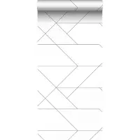 ESTAhome behang grafische lijnen zwart wit - 53 cm x 10.05 m - 139235