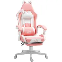 HOMCOM Gaming Stoel: Ergonomische gamingstoel met lendensteun en voetsteun