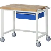 RAU Werkbank serie 8000, verrijdbaar, met hangende schuiflade, B 1000 x D 700 x H 880 mm