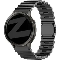 Bandz Premium Steel Strap Ocean universeel 22mm bandje - metalen horlogebandje geschikt voor verschillende Samsung, Huawei, Polar & Garmin - Zwart