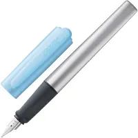 Lamy nexx azure vulpen - met antislip grip & gepolijnde stalen penpunt voor linkshandigen (LH) in schrijfbreedte M - driehoekige behuizing van aluminium - inclusief T 10 blauwe inktpatroon