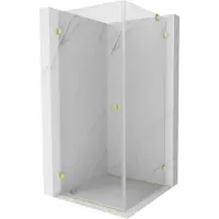 Mexen Lunar-B douchecabine scharnierend links 90 x 90 , transparant, geborsteld goud - 832-090-090-55-00-L