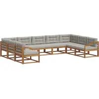 vidaXL Buiten bank set 9 st Natuurlijk en Licht Grijs