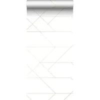 ESTAhome behang grafische lijnen wit en goud - 53 cm x 10.05 m - 139143