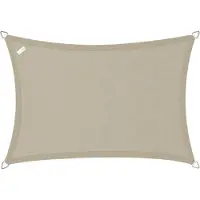 Buitenkado schaduwdoek driehoek 5x7x7m - HDPE/RVS - zand beige