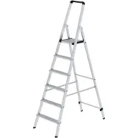Munk trapladder, aluminium, 80 mm treden, max. 150 kg, antislip, conische geleiding, 235 mm tredeafstand, 70° helling, 6 treden