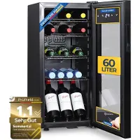 Sommertal koelkast Stille drankkoelkast met led, touchscreen en slot Kleine flessenkoelkast zwart [Energieklasse F]