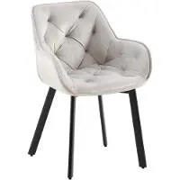 CLP Antigo Eetkamerstoel - Met armleuning - Metalen frame - Velvet - Fluweel/grijs