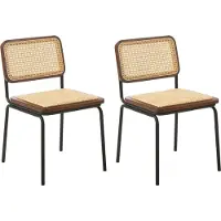 Beliani CORVALLIS - Set van 2 eetkamerstoelen - Bruin/Natuurlijk - PE rotan