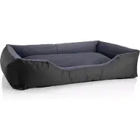 BedDog hondenbed TEDDY, hondenbank, wasbaar hondenbed met rand, hondenkussen, model THE-ROCK (zwart/grijs), (XXL), afmetingen ongeveer 120x85x23 cm