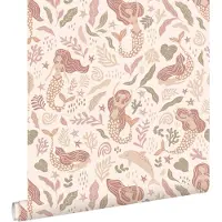 ESTAhome behang zeemeerminnen beige, roze en groen - 0.53 x 10.05 m - 131497