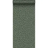 ESTAhome behang stippen vergrijsd groen en zwart - 53 cm x 10.05 m - 139258