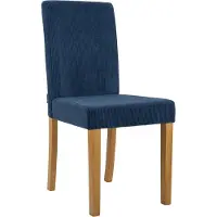 CLP Ina Eetkamerstoel - klassiek - met rugleuning - hout - corduroy - ribstof - antiek licht/blauw