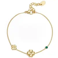 Yehwang Armband met klavertjes en gekleurd steentje - Groen