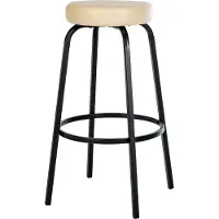 CLP Kamari Barkruk - met metalen frame - met voetsteun - mat zwart/creme