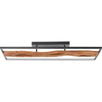 Brilliant Plafondlamp zwart met hout Chaumont 100cm