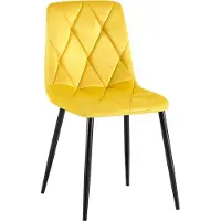 CLP Clairton Eetkamerstoel - klassiek - met zwart metalen frame - Belastbaar tot 150 kg - fluweel - Velvet - Fluweel/geel