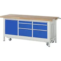 RAU Werkbank serie 8570, neerklapbaar, 6 lades, 1 deur met legbord, 6 lades, 1 deur met legbord