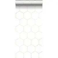ESTAhome behang hexagon wit en goud - 53 cm x 10.05 m - 139312