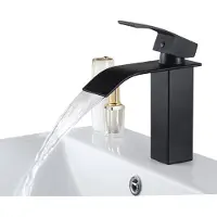 Auralum Wastafelkraan Zwart - Badkamerkraan - Wastafel Kraan - Moderne Stijl Eengreepskranen - Messing Wastafelmengkraan - Warm en Koud - Waterbesparend