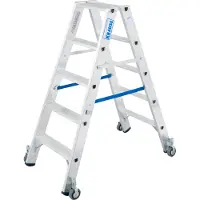 Krause Dubbele trapladder van aluminium met wielen, 2 x 5 treden