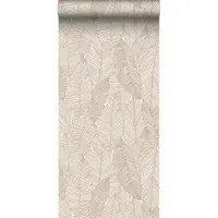 ESTAhome behang getekende bladeren beige - 53 cm x 10.05 m - 139352