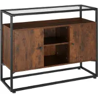 TecTake Dressoir met Glazen Oppervlak - 100 x 38 x 80,5 cm - Bijzettafel met Planken - Magnetische Deuren - Donkerbruin