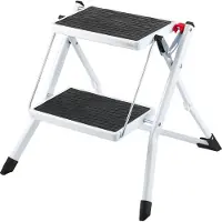 Vevor Huishoudladder 500x480x450mm Opvouwbare stalen trapladder 2 treden 150kg draagvermogen Opvouwbare opstap Dubbele trapladder 445mm hoog Keukenladder Antislip opstap