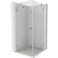 Mexen Lunar-F vouwdeur doucheruimte links 90 x 90 , transparant, goud - 836-090-090-50-00-L