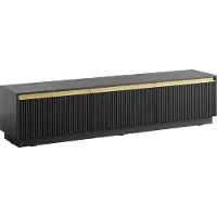 Vente-unique Hangend of staand tv-meubel met 3 deurtjes van mdf - Zwart en goudkleurig - POSINIA van Pascal MORABITO