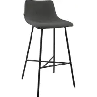 CLP Altona Barkruk - met rugleuning en voetsteun - zwart metalen frame - modern Scandinavisch - keukenbarkruk - zwart/donkergrijs