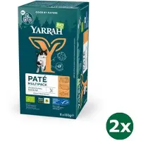 Yarrah organic kat multipack pate zalm / kalkoen / rund kattenvoer 2x 8x100 gr