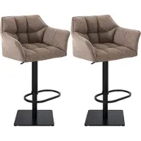 CLP Set van 2 barkrukken Damaso, bekleed met stof, draaibaar en in hoogte verstelbaar, draagvermogen tot 240 kg | Kleur: terracotta, frame: zwart