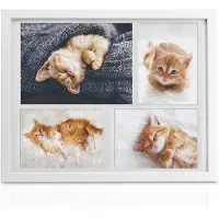 Bomoe fotolijst collage - fotokader collage voor 4 foto's 10x15cm en 15x21cm - wit fotolijst hout kunststof glas & passe-partout voor fotocollageen - Galeria