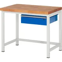 RAU Werkbank serie 8000, vast, met hangende schuiflade, B 1000 x D 700 x H 840 – 1040 mm