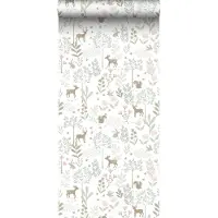 ESTAhome behang bos met bosdieren groen en roze - 53 cm x 10.05 m - 139519