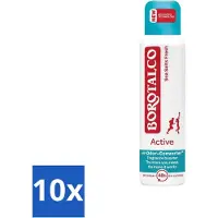 Borotalco 10 x - Deodorant Spray - Active - Sea Salts Fresh - 0% Alcohol - 150 ml - Zweetgeur Bestrijding - Zeezout Geur - Deodorant Spray - Frisse Geur - Gevoelige Huid