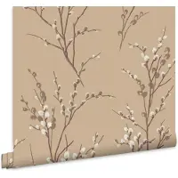 Laura Ashley Pussy Willow Behang - Planten - 10mx52cm - Beige