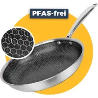 Pasper Koekenpan Ø 24 cm - PFAS & PTFE vrij - Inductie, Elektrisch, Keramisch & Gas - RVS Honingraat Anti-Aanbakpan