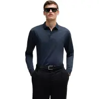 BOSS black polo normale fit donkerblauw effen katoen